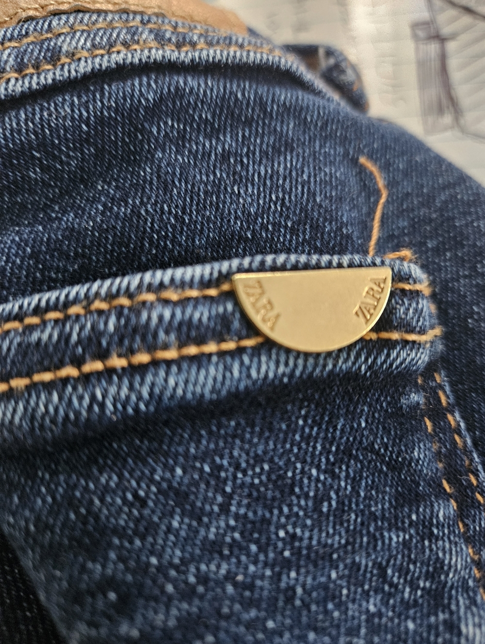 Zara Dark Blue Cropped Ankle Jeans 27 - Picture 4 of 6